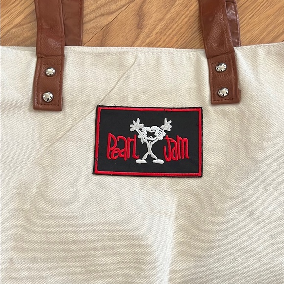 Pearl Jam Canvas Tote Bag upcycled 15" x 14" x 5" - Picture 2 of 7